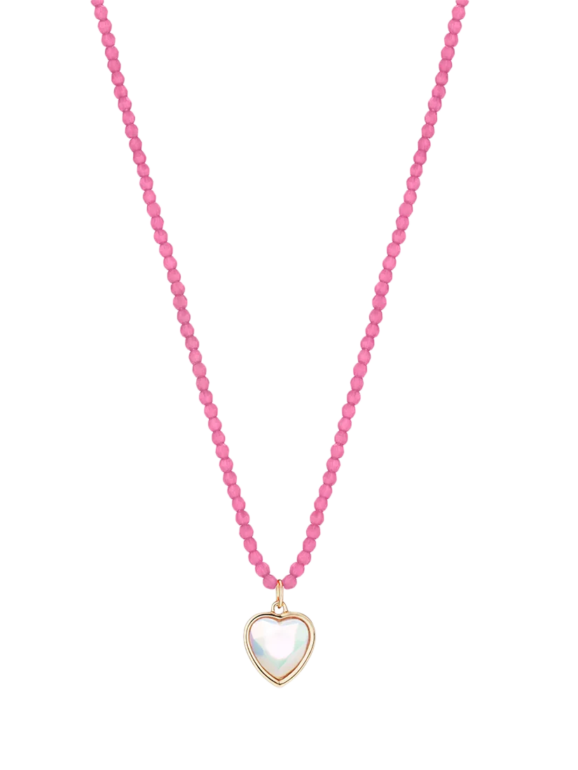 Stych Kids' Favourite Colour Heart Pendant Necklace, Pearl/Pink