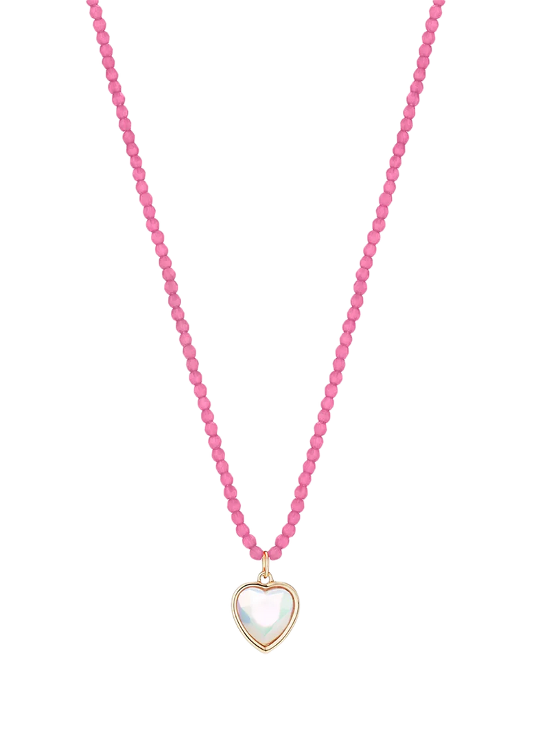 Stych Kids' Favourite Colour Heart Pendant Necklace, Pearl/Pink