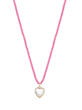 Stych Kids' Favourite Colour Heart Pendant Necklace, Pearl/Pink