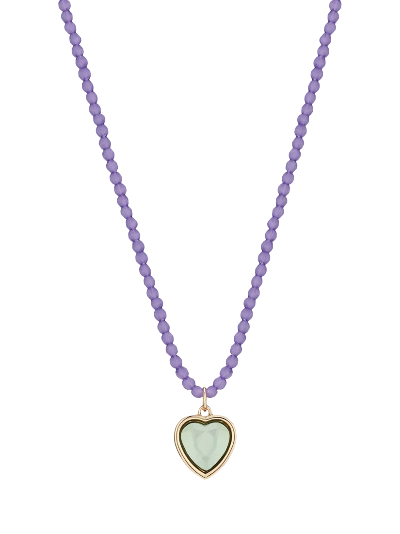 Stych Kids' Favourite Colour Heart Pendant Necklace, Green/Purple