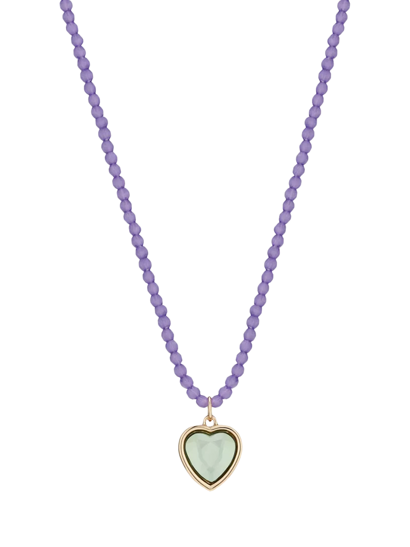 Stych Kids' Favourite Colour Heart Pendant Necklace, Green/Purple