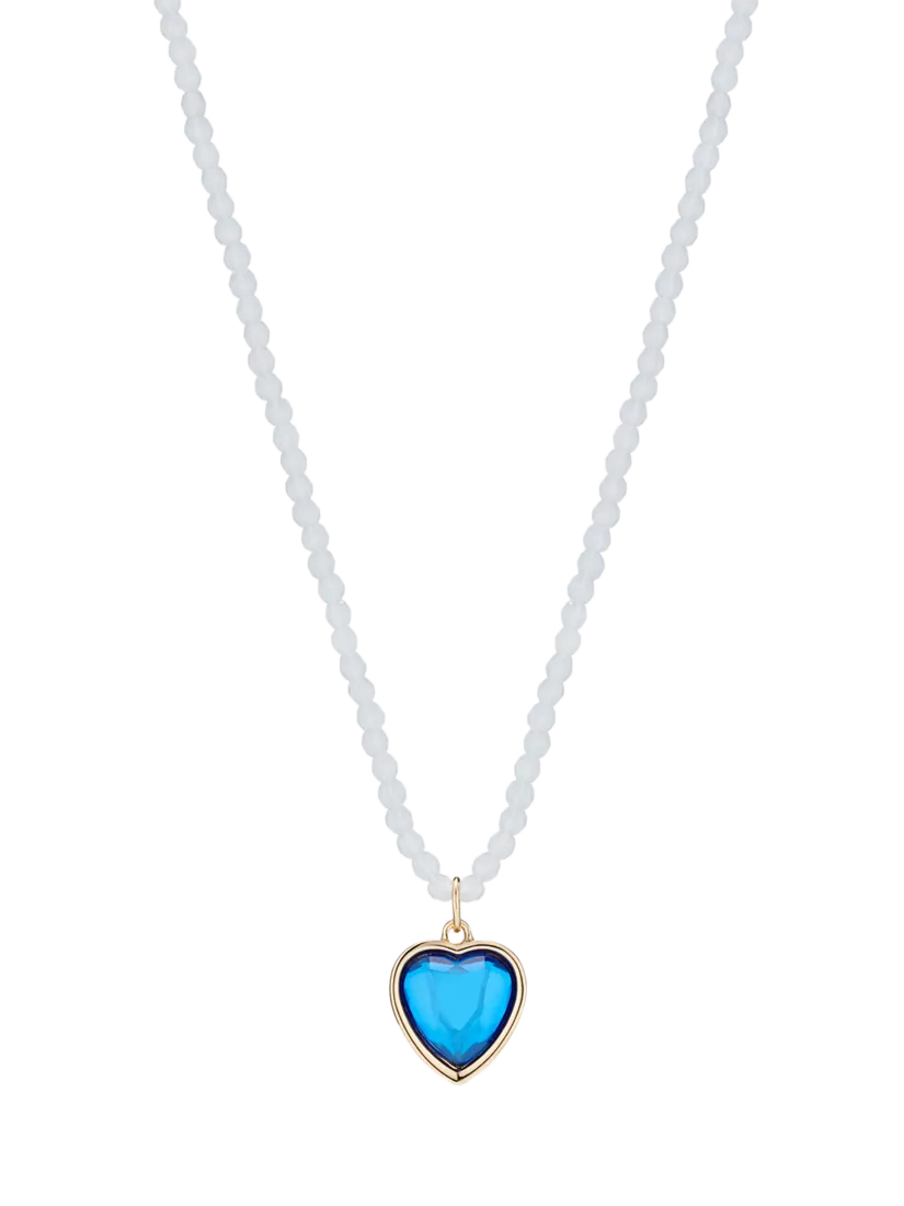 Stych Kids' Favourite Colour Heart Pendant Necklace, Blue/Light Blue