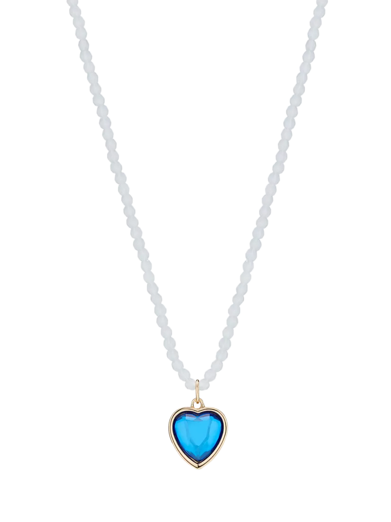 Stych Kids' Favourite Colour Heart Pendant Necklace, Blue/Light Blue