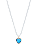 Stych Kids' Favourite Colour Heart Pendant Necklace, Blue/Light Blue