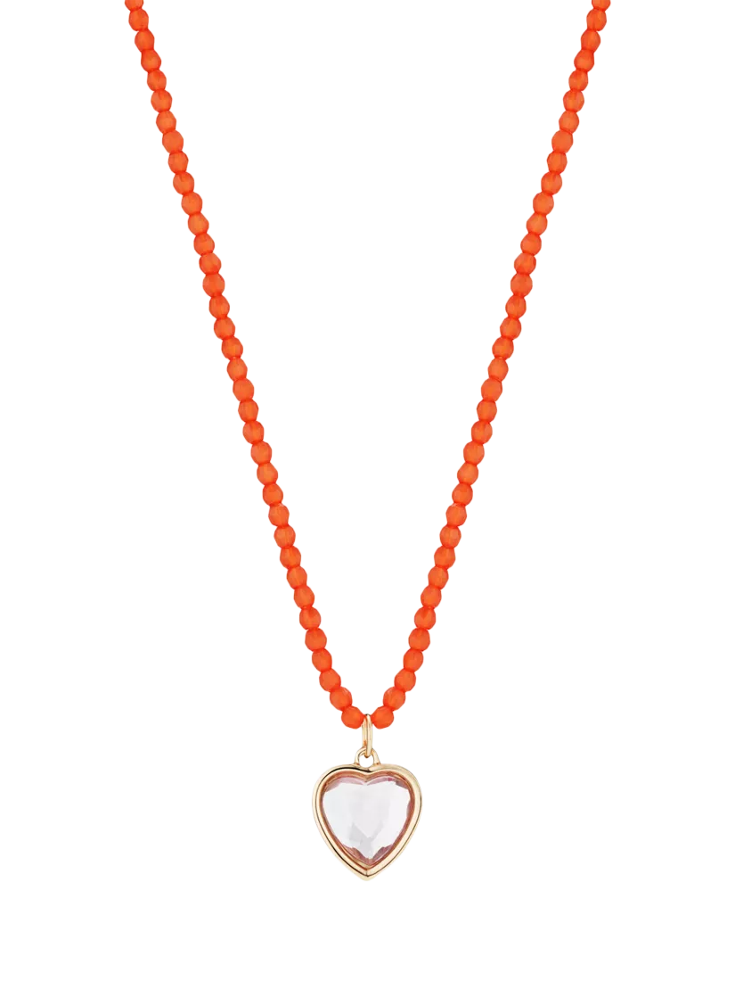 Stych Kids' Favourite Colour Heart Pendant Necklace, White/Red