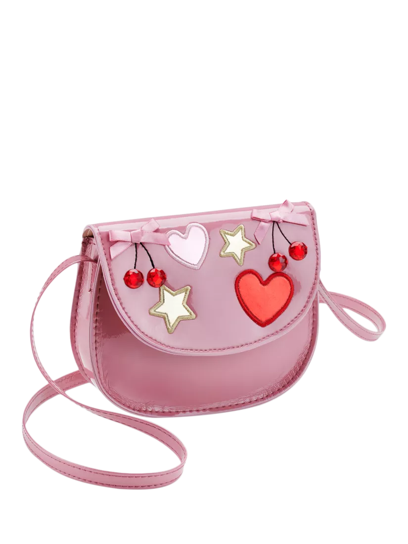 Stych kids cherry gem patent crossbody bag pink, UK version