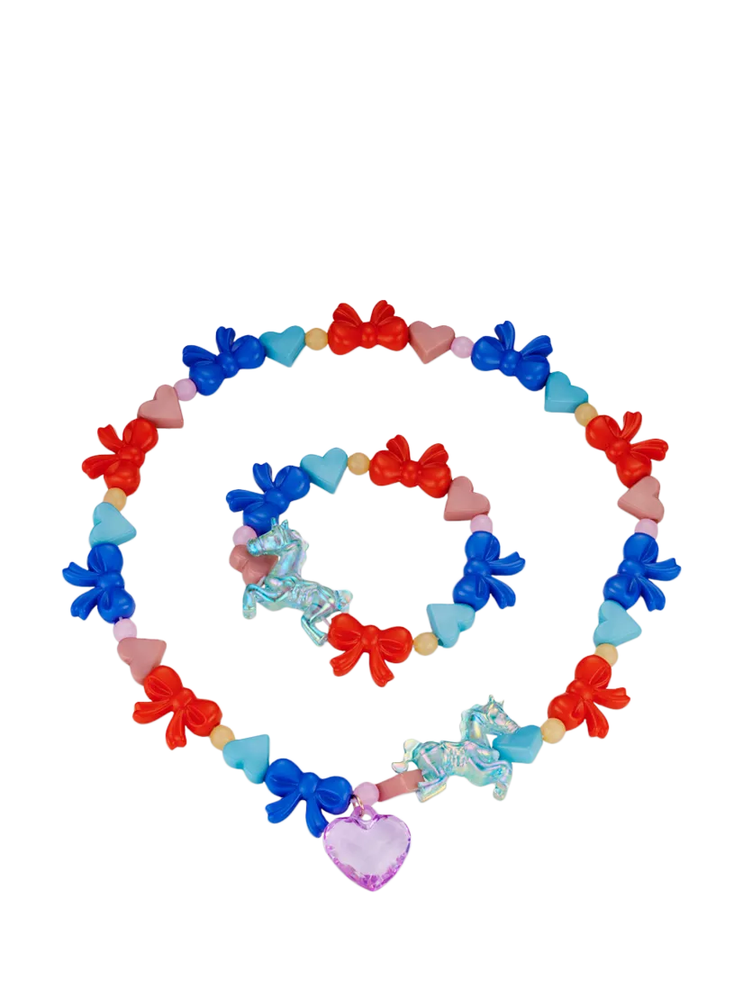 Stych kids beaded unicorn necklace and bracelet set, UK version