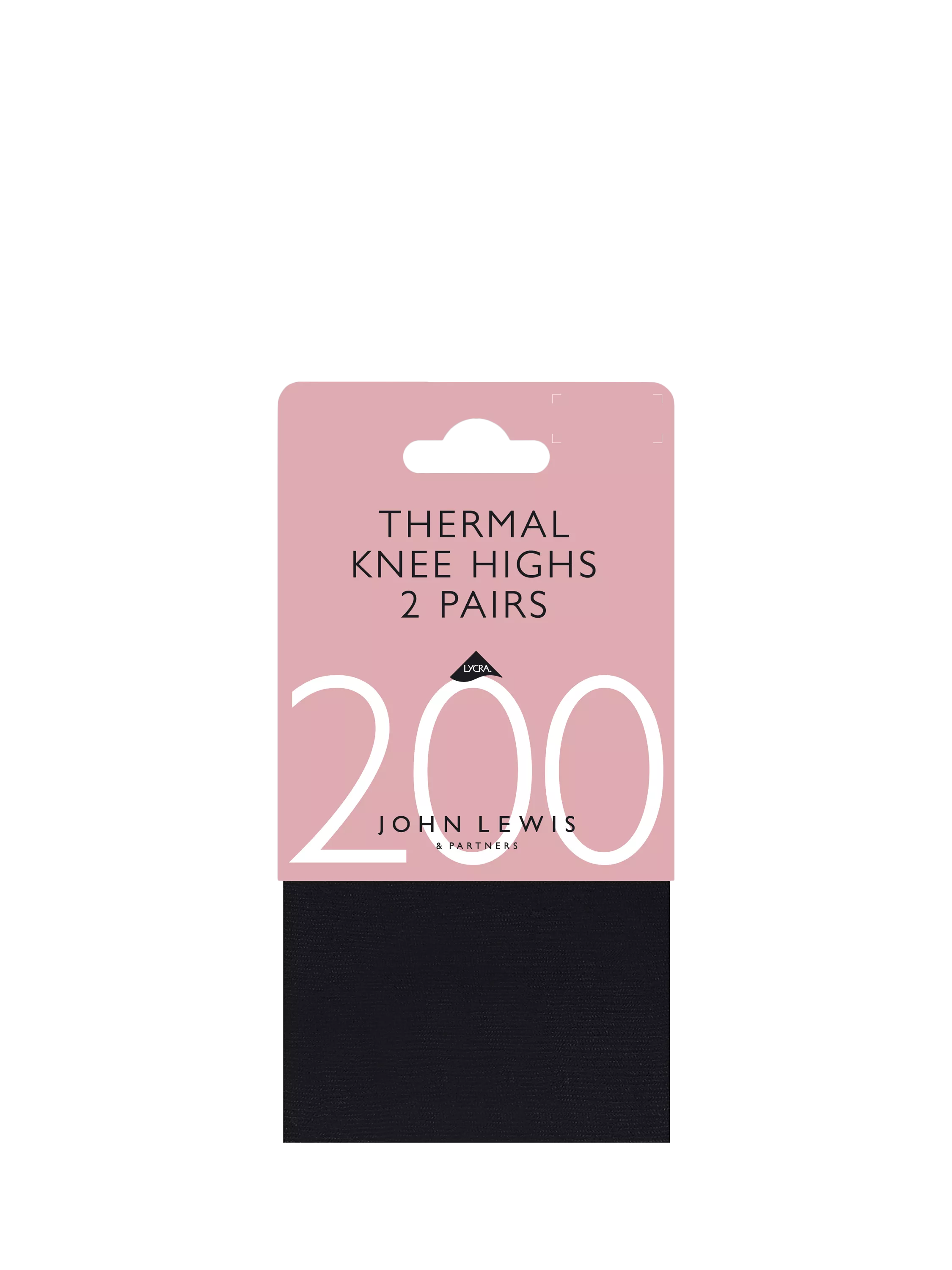 John Lewis thermal knee-high socks pack of 2 black one size, imported from the UK