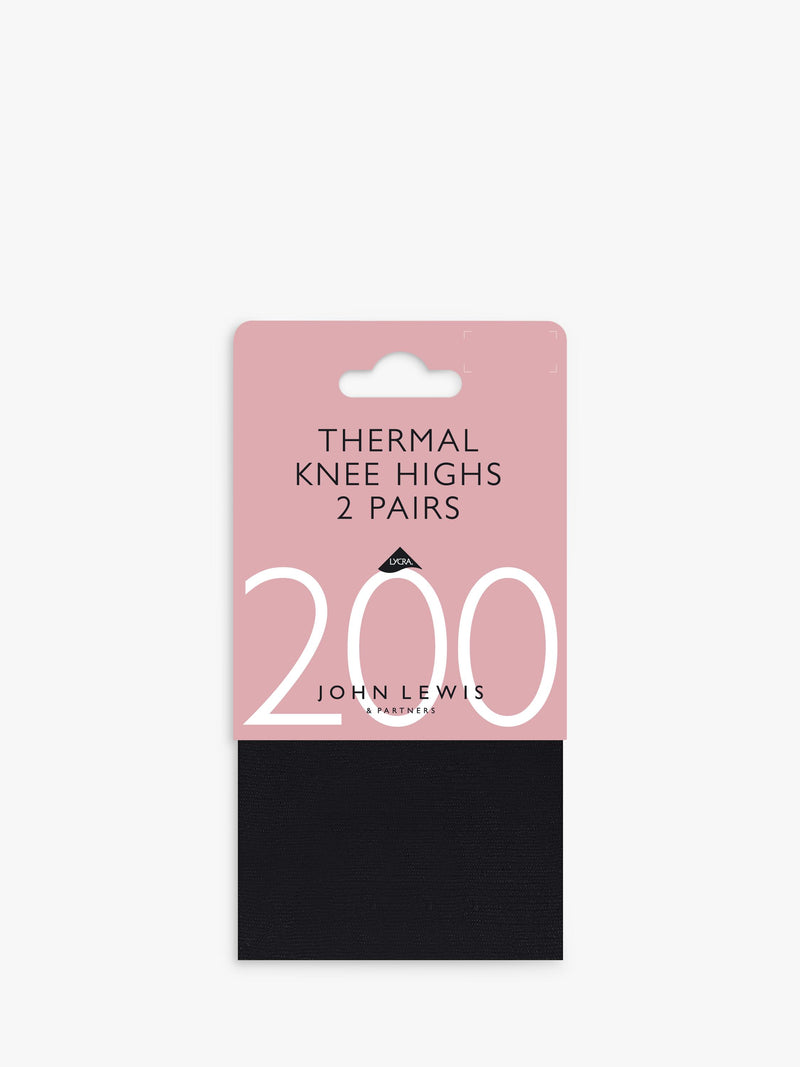 John Lewis thermal knee-high socks pack of 2 black one size, imported from the UK