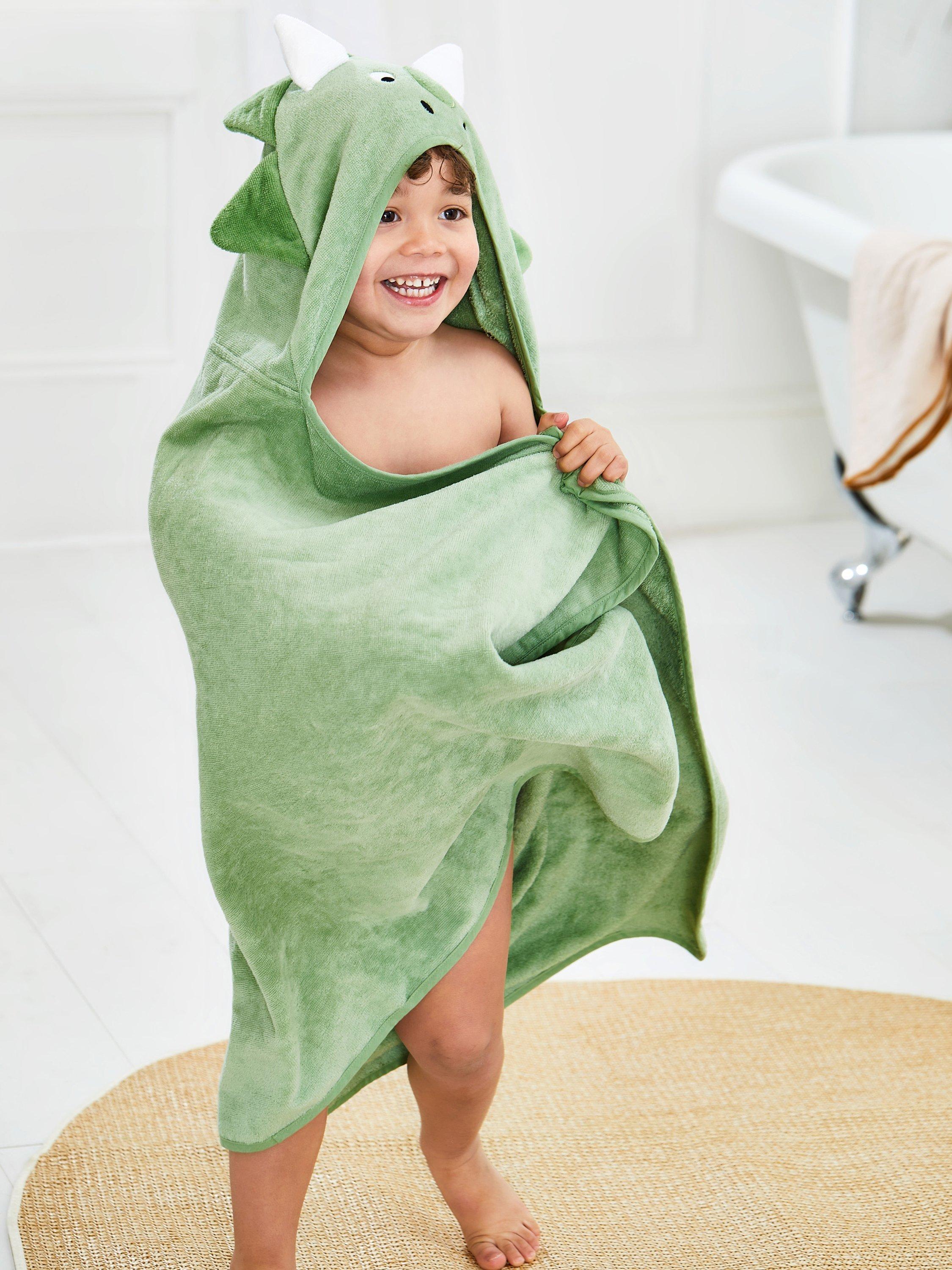 JoJo Maman Bébé kids large dinosaur hooded towel green, UK version