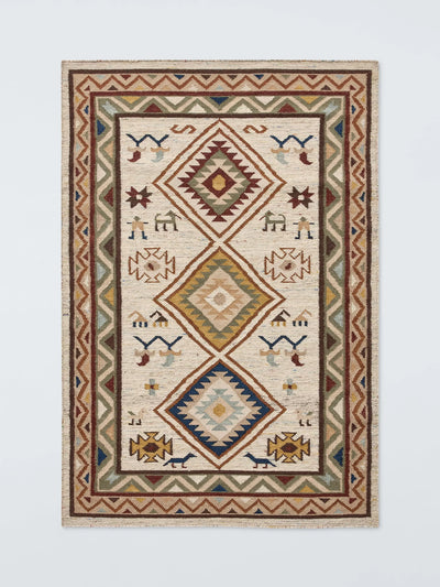 John Lewis John Lewis Nadia Motif Kelim Flatweave Wool Rich Rug, Multi, 180 x 120 cm- Buy online at McGrocer