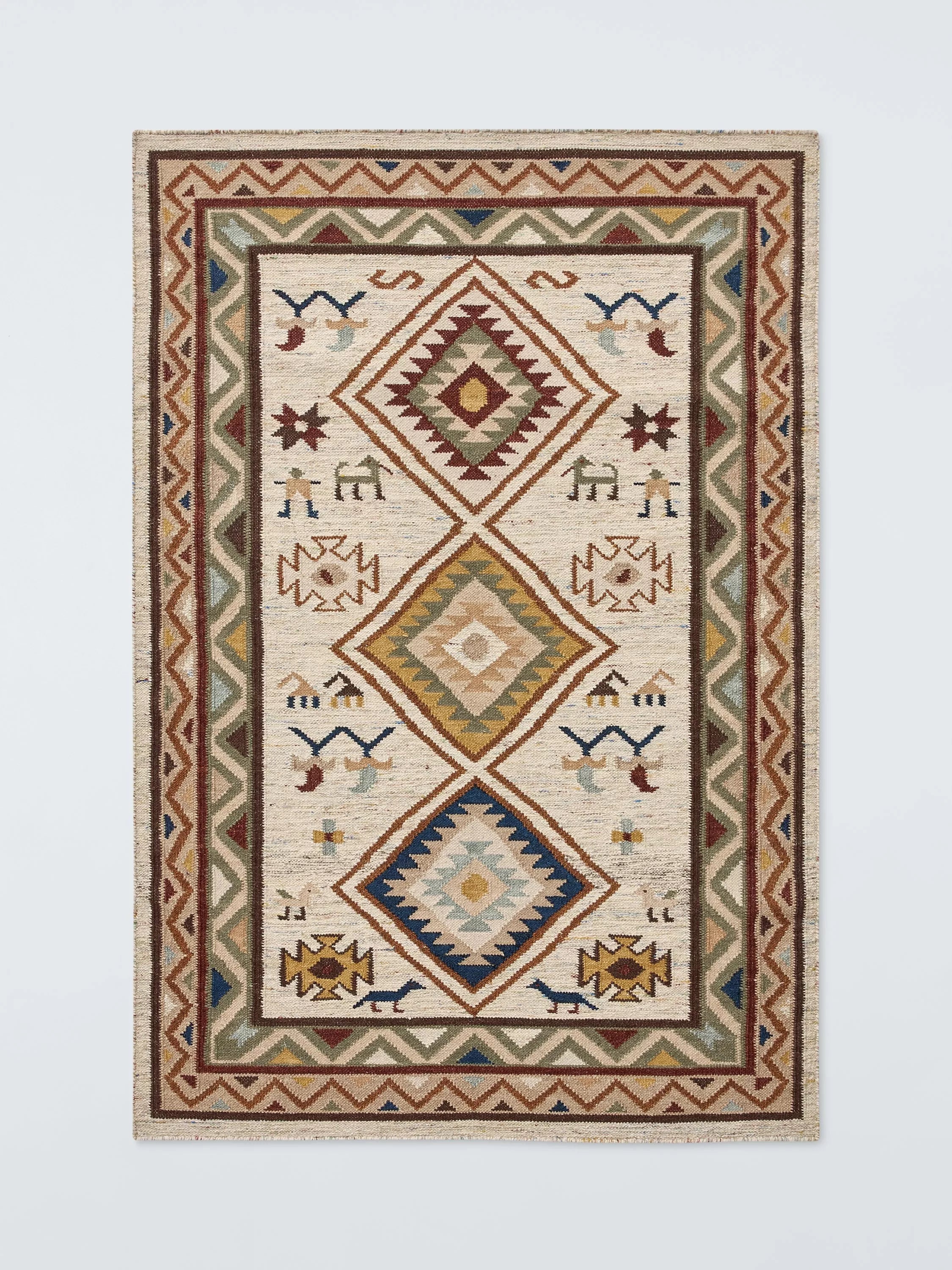 John Lewis Nadia Motif Kelim Flatweave Wool Rich Rug, Multi, L180 x W120cm