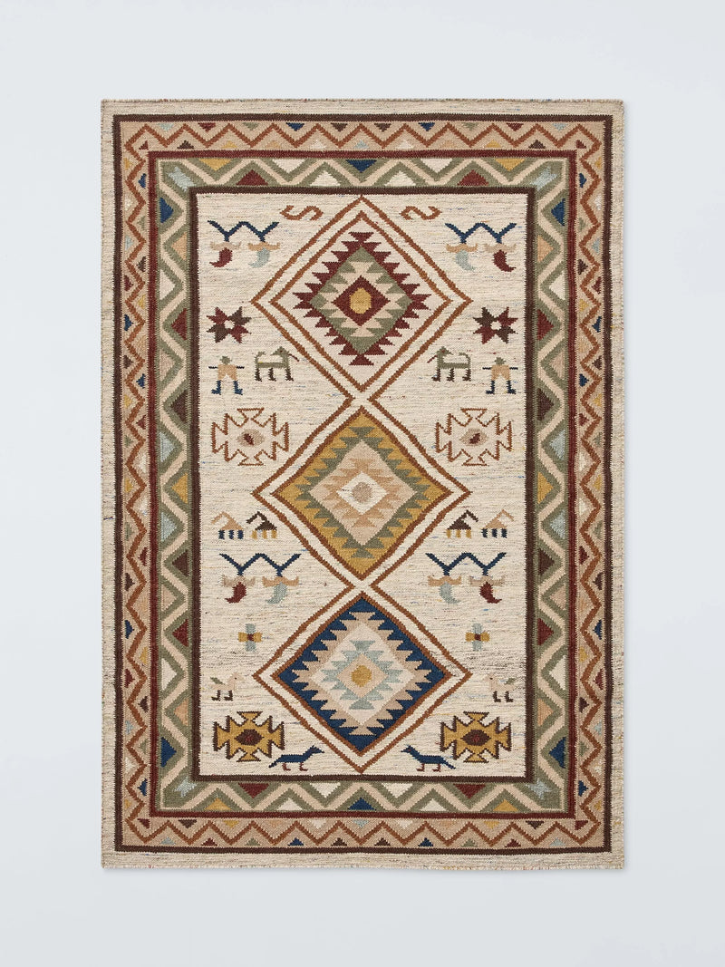 John Lewis Nadia Motif Kelim Flatweave Wool Rich Rug, Multi, L180 x W120cm