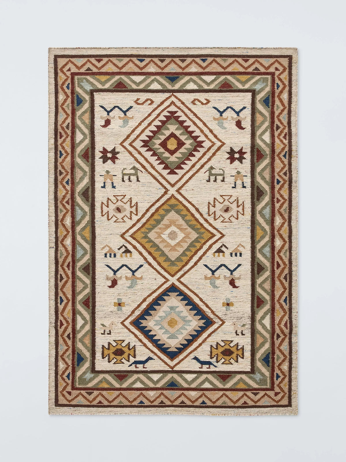 John Lewis Nadia Motif Kelim Flatweave Wool Rich Rug, Multi, L180 x W120cm