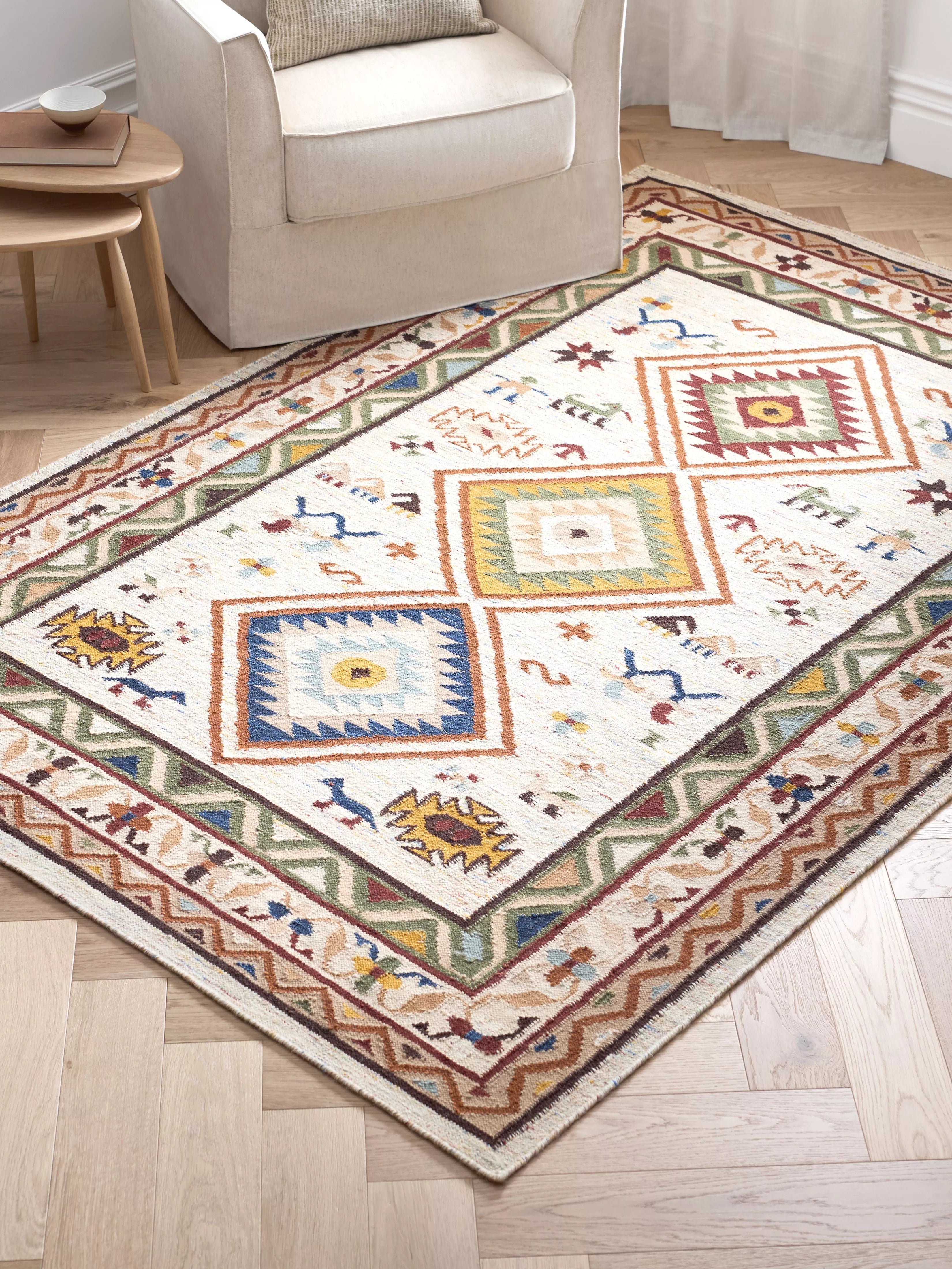 John Lewis Nadia Kelim flatweave wool rug multi, imported from the UK