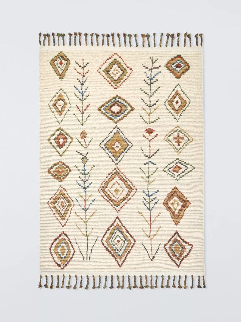 John Lewis Zahar Berber rug white multi 120x180cm, imported from the UK