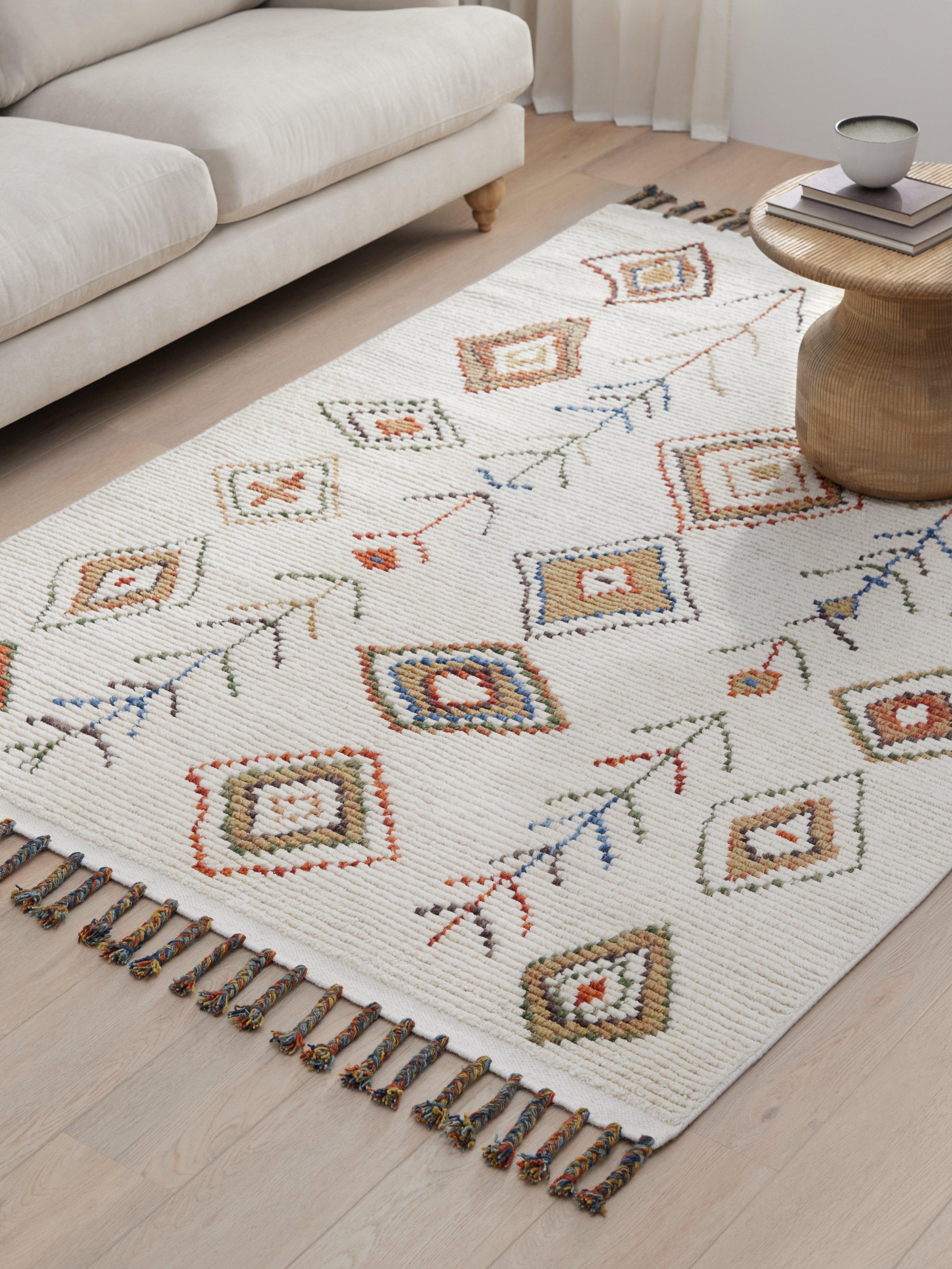 John Lewis Zahar Berber rug white multi 120x180cm, imported from the UK