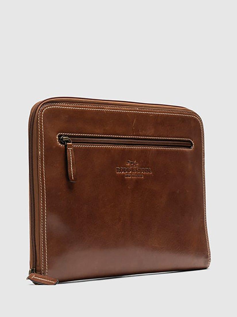 Rodd & Gunn cognac leather file with zip pocket - British product