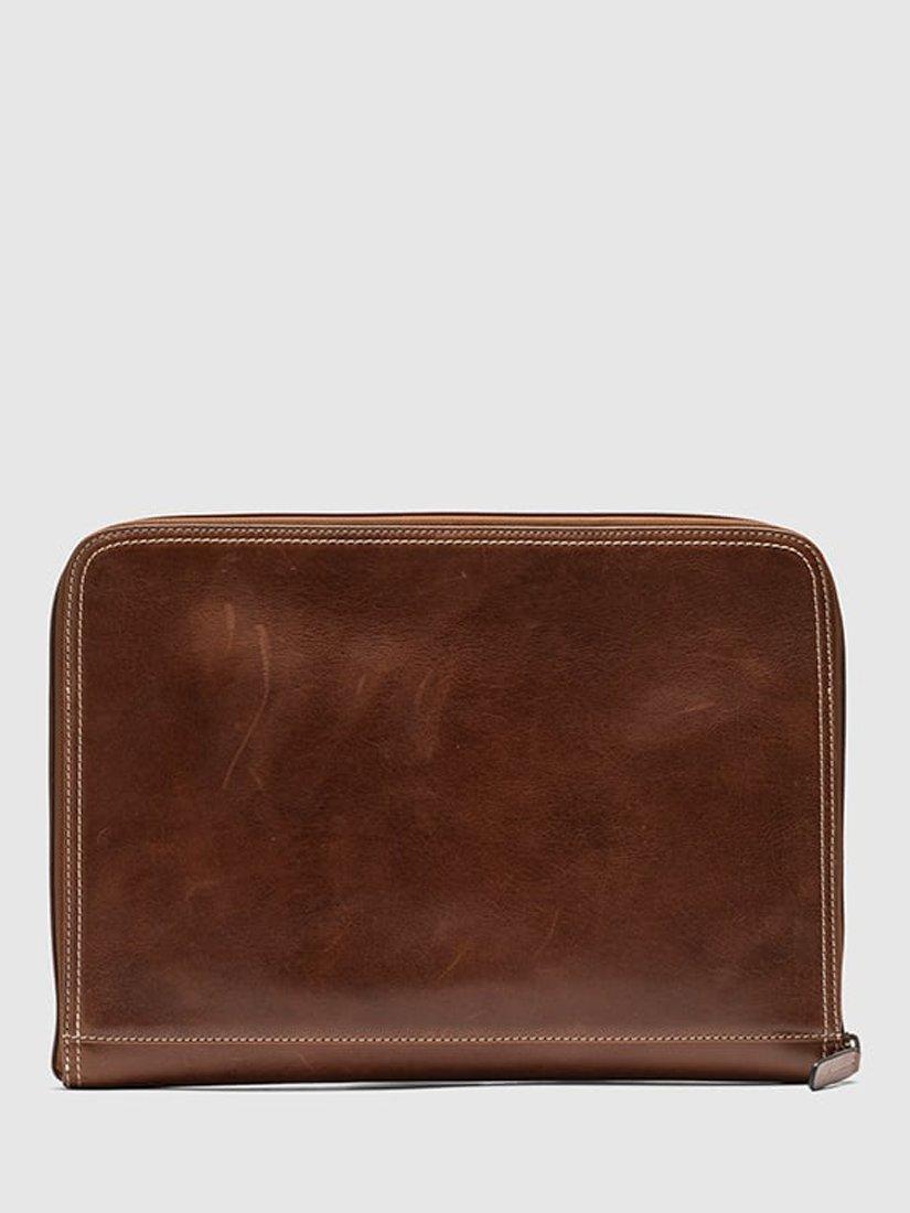 Rodd & Gunn cognac leather file with zip pocket - British product