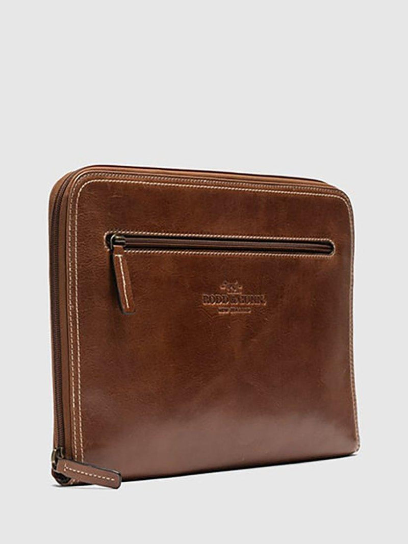 Rodd & Gunn Picton medium leather file in cognac - British product