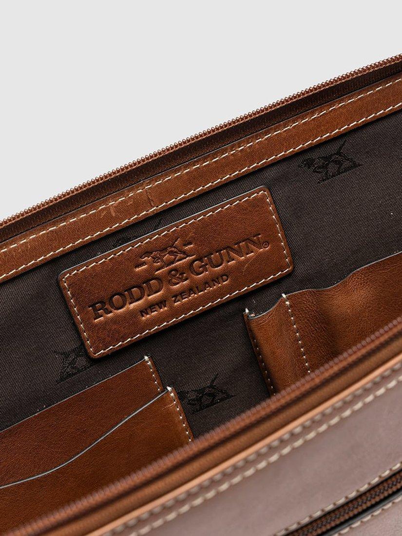 Rodd & Gunn Picton medium leather file in cognac - British product