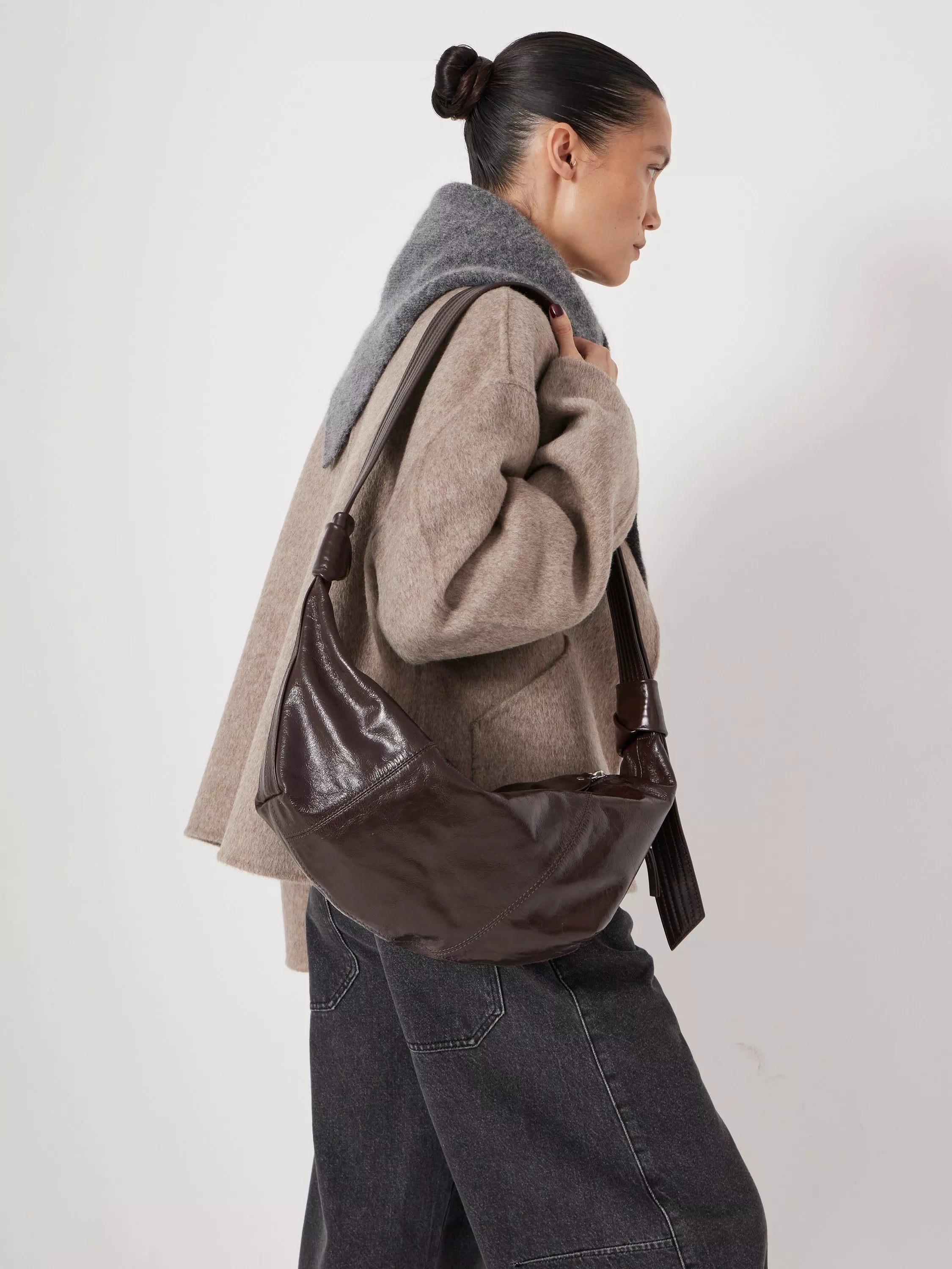 HUSH leather crescent boho bag with adjustable strap (British brand)