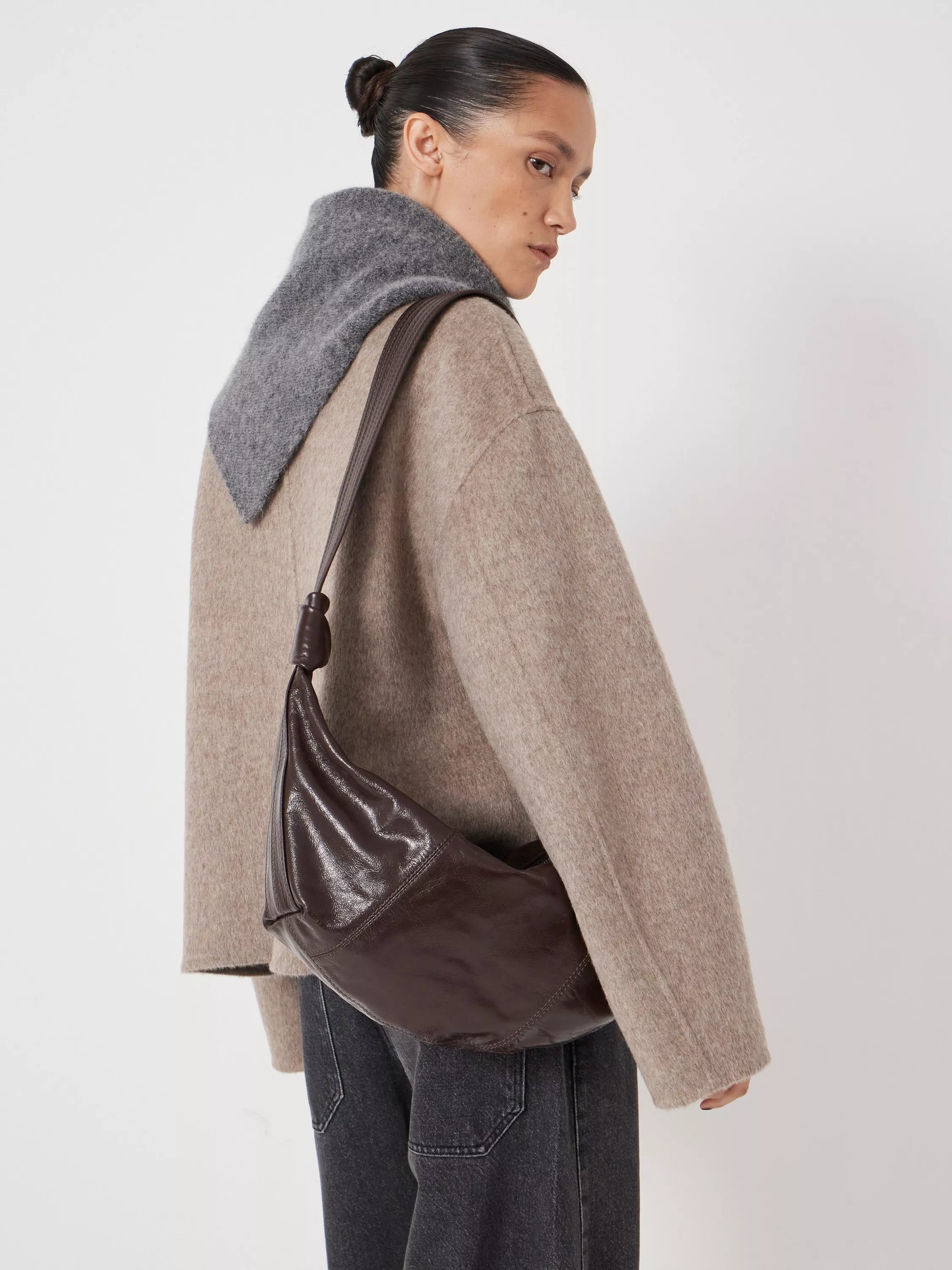 HUSH leather crescent boho bag with adjustable strap (British brand)