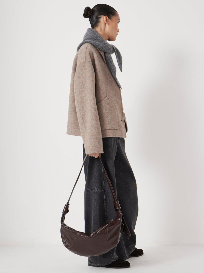 HUSH leather crescent boho bag with adjustable strap (British brand)