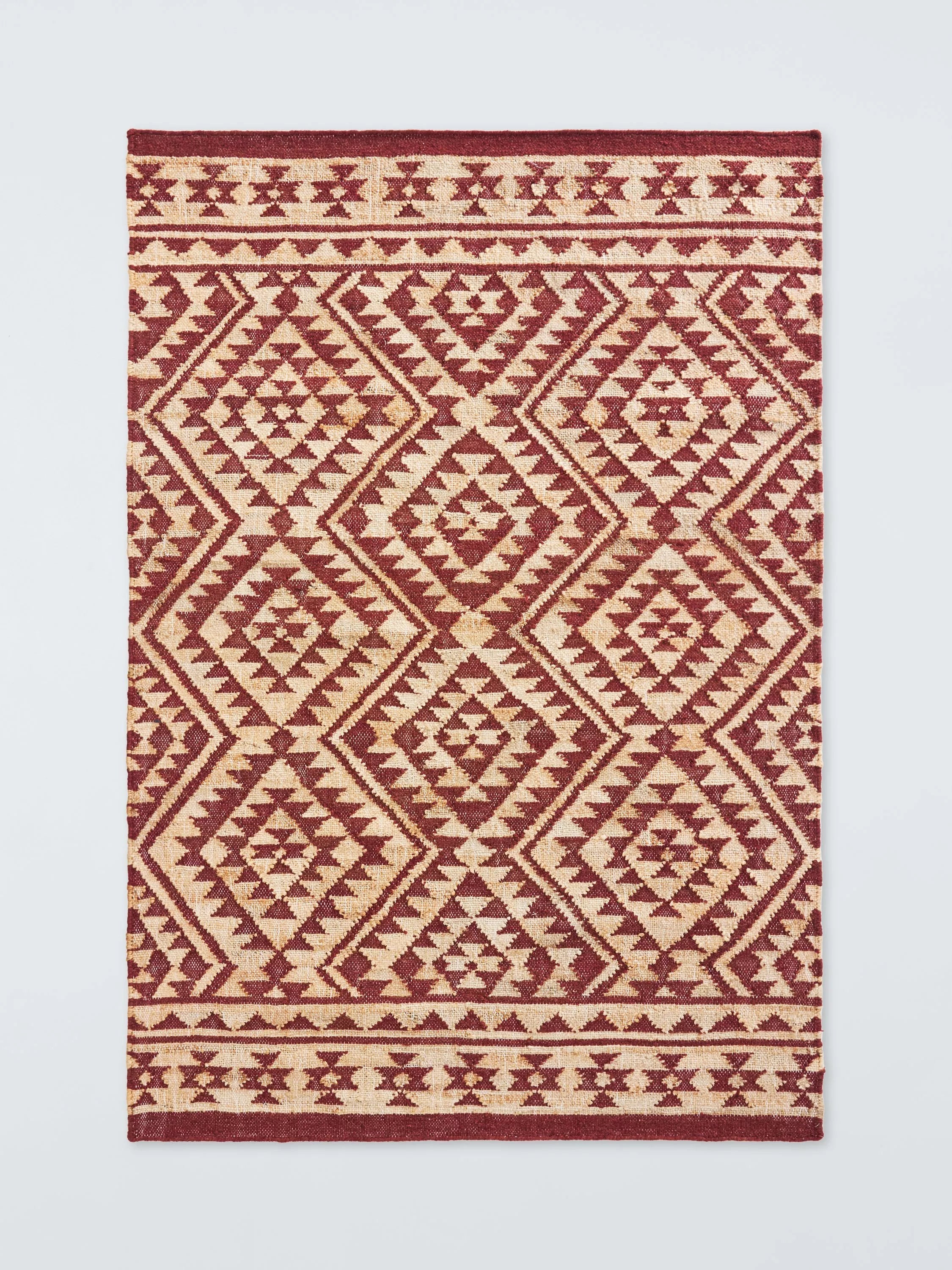John Lewis Khira Kelim Hand Woven Jute Blend Rug, Burnt Umber, L180 x W120cm