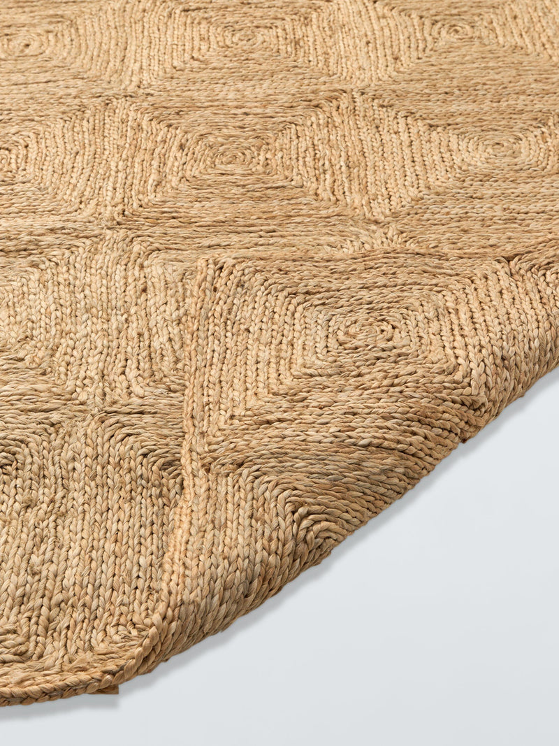 John Lewis jute hand-woven rug diamond texture 180x120cm, imported from the UK