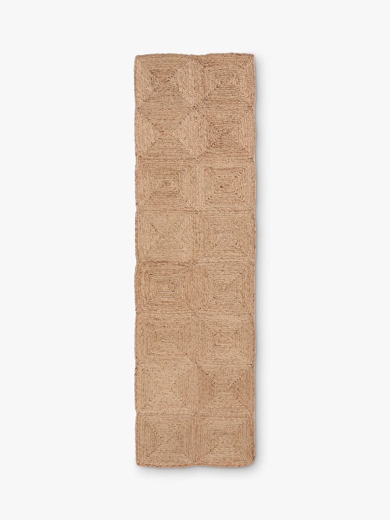 John Lewis jute hand-woven rug diamond texture 180x120cm, imported from the UK