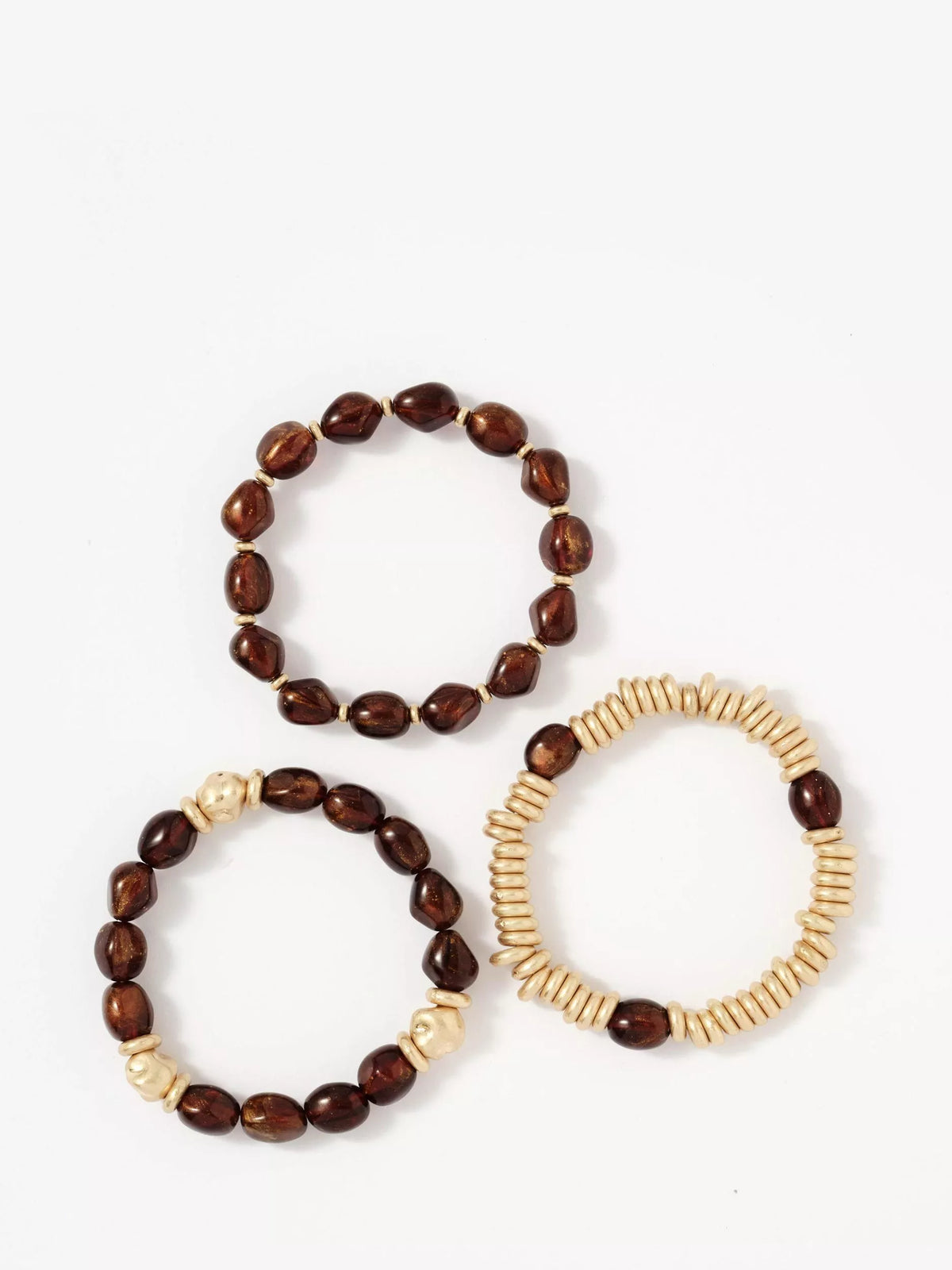 Mint Velvet beaded bracelet set brown and gold (British brand)