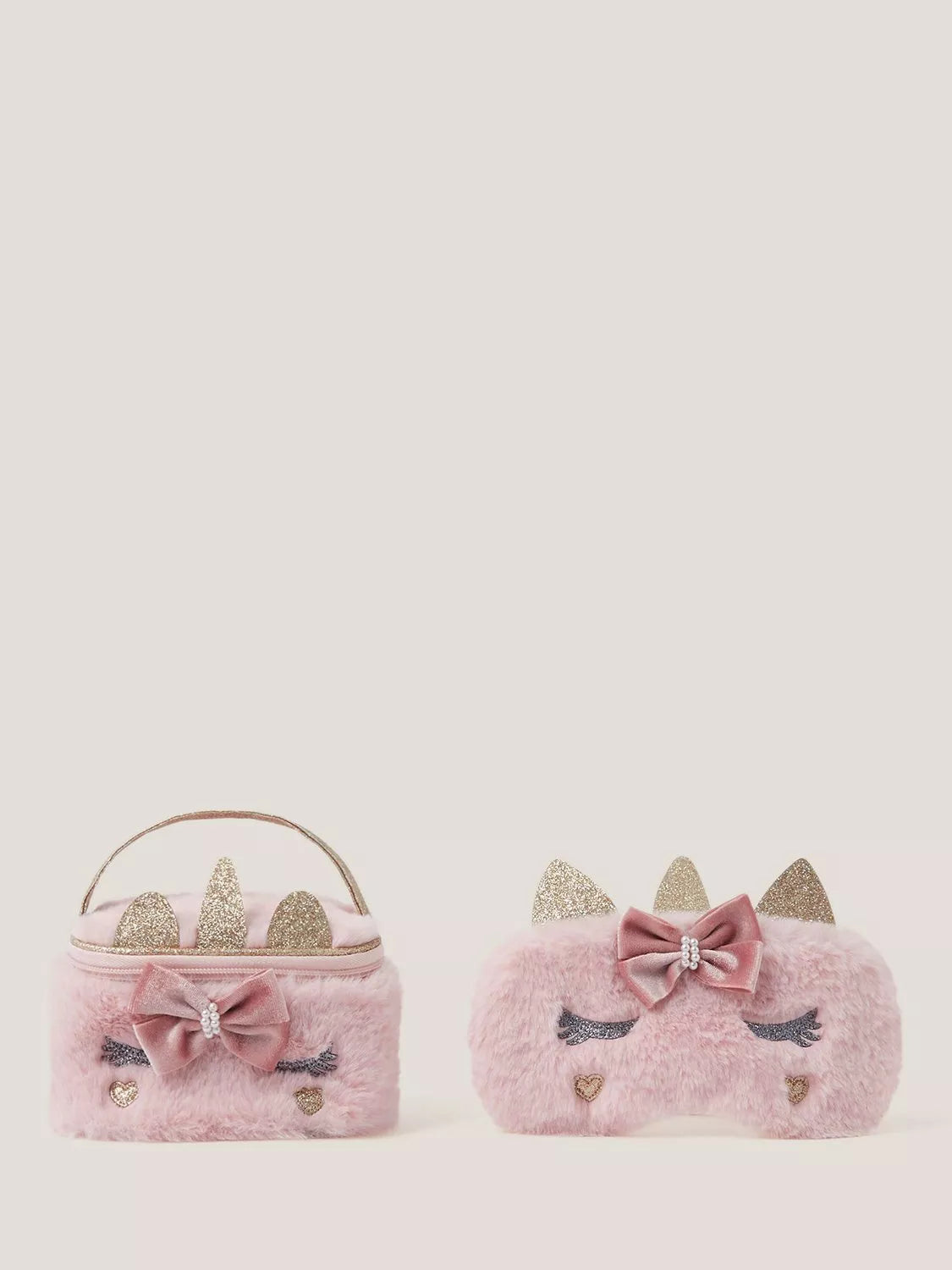 Monsoon unicorn sleep mask and vanity case in pink (British brand)