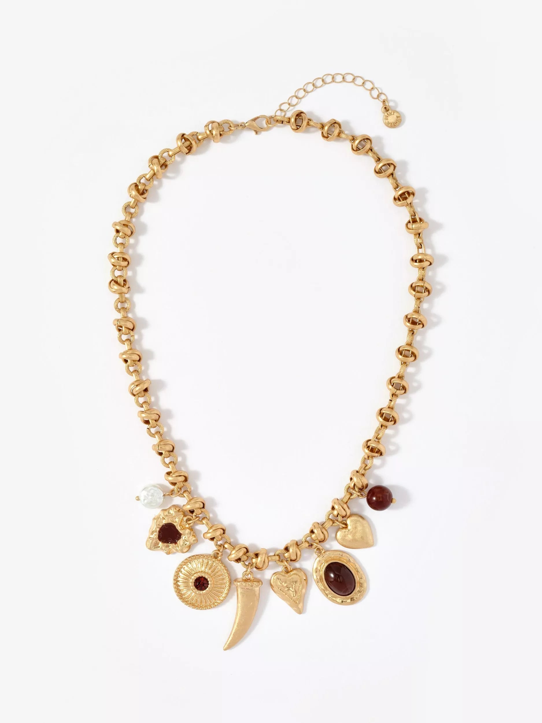 Mint Velvet statement charm necklace gold tone (British brand)