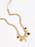 Mint Velvet statement charm necklace gold tone (British brand)