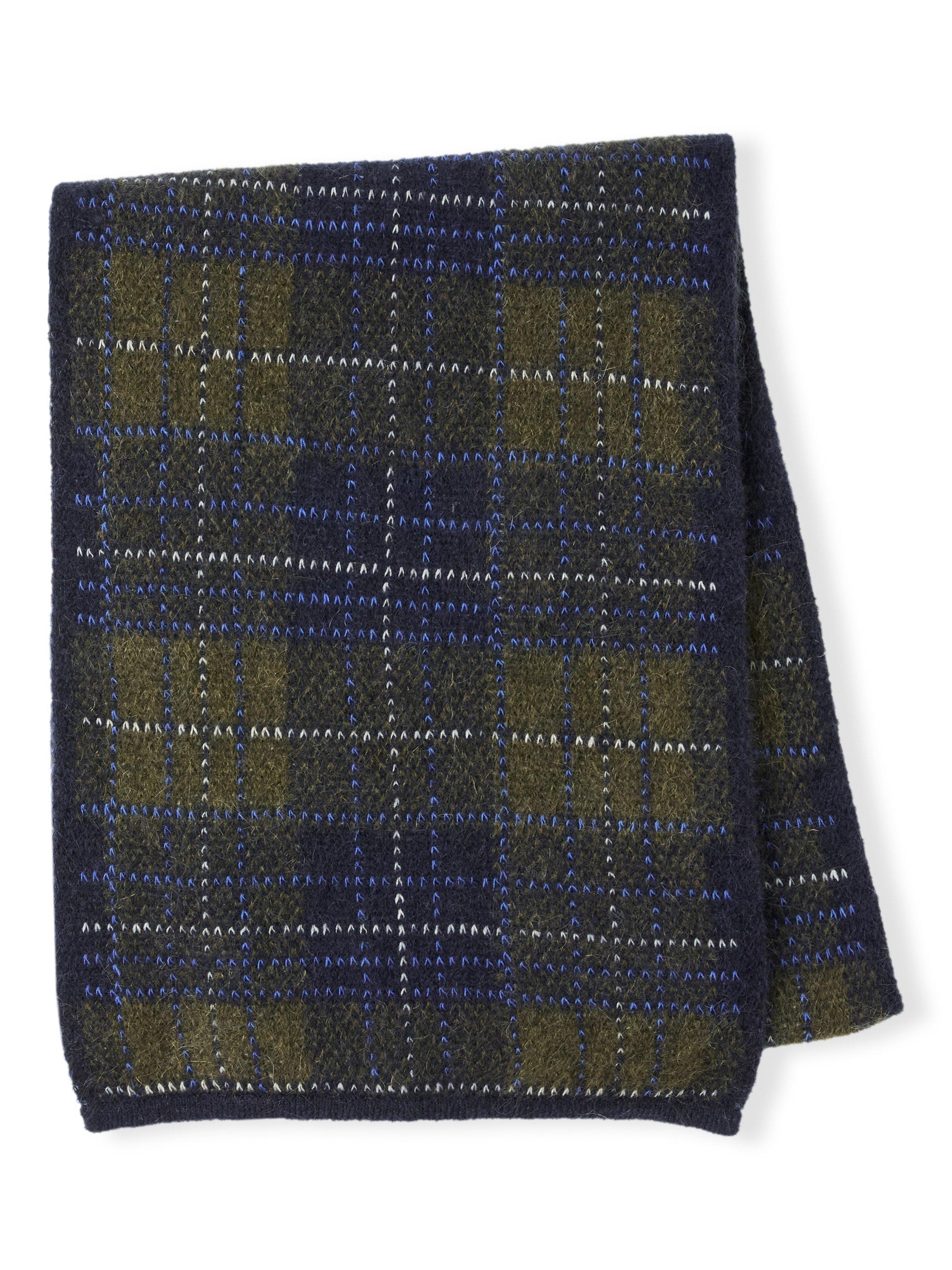 Celtic & Co. heritage check scarf in moss/multi, imported from the UK