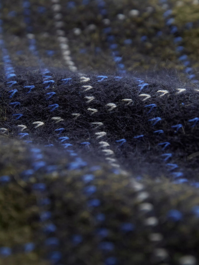 Celtic & Co. heritage check scarf in moss/multi, imported from the UK