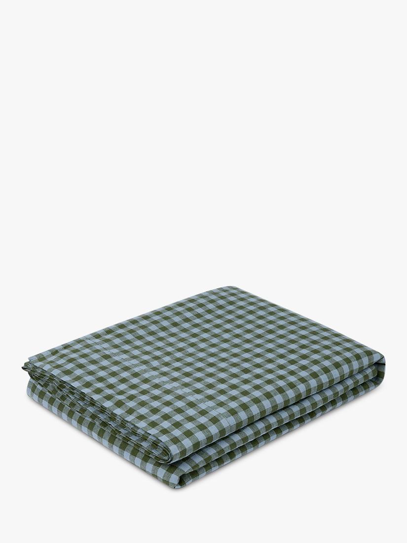Piglet in Bed gingham linen flat sheet single (British brand)