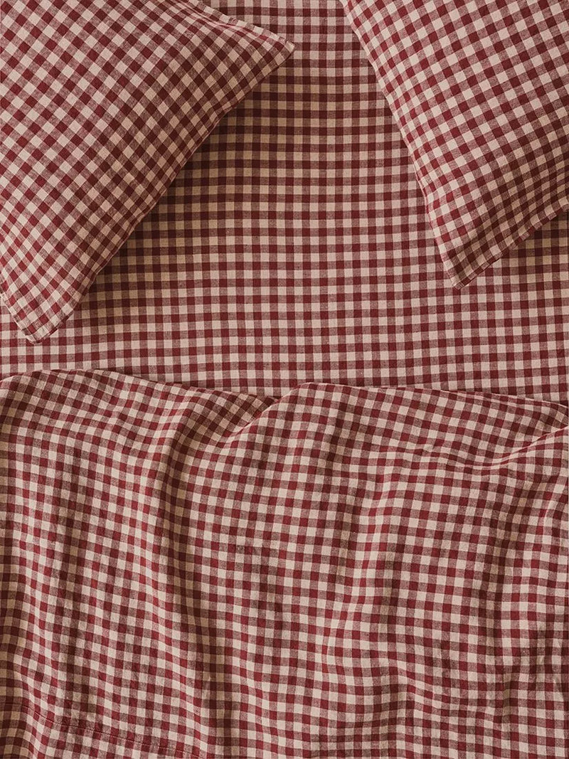Piglet in Bed Gingham Linen Fitted Bed Sheet