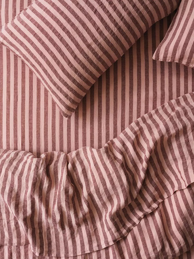 Piglet in Bed Pembroke Stripe Linen Fitted Sheet