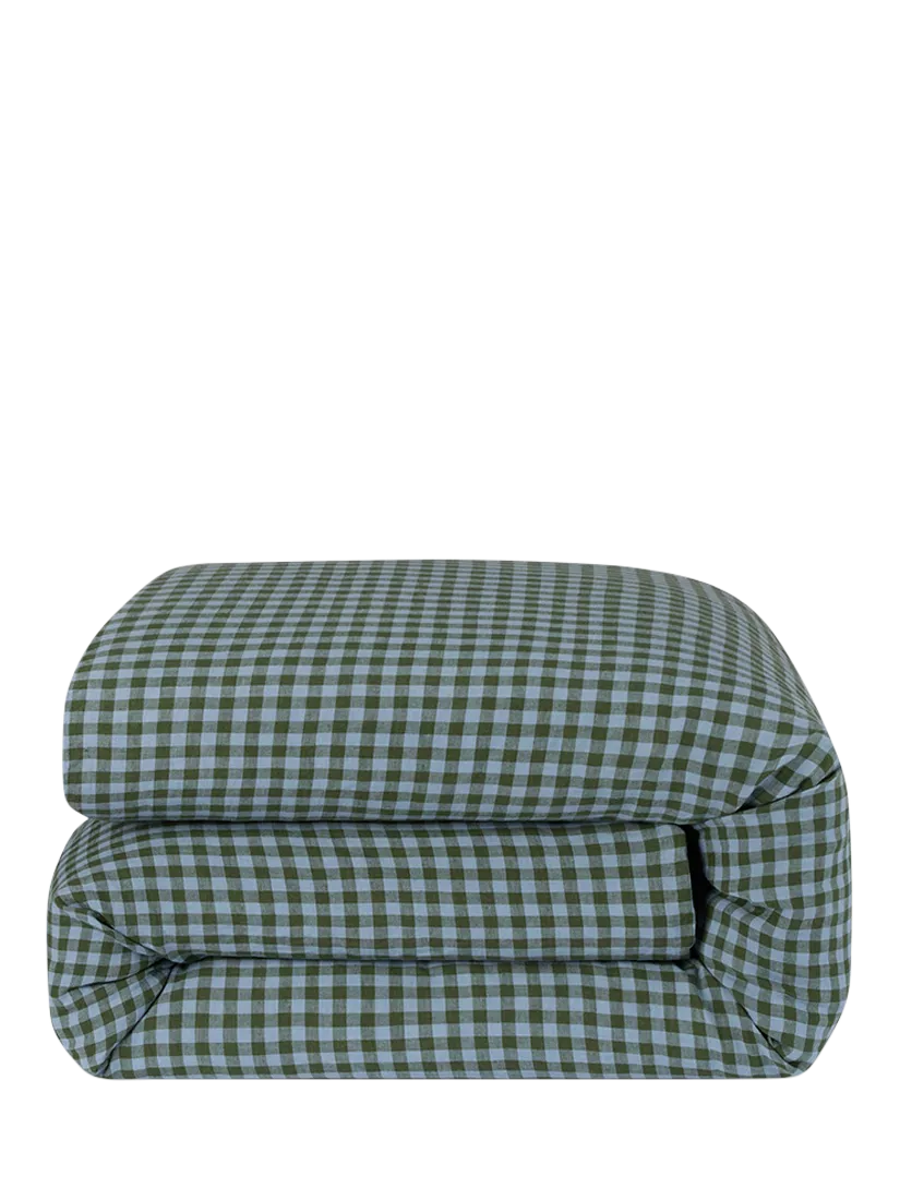 Piglet in Bed gingham linen blend bedding single - British product