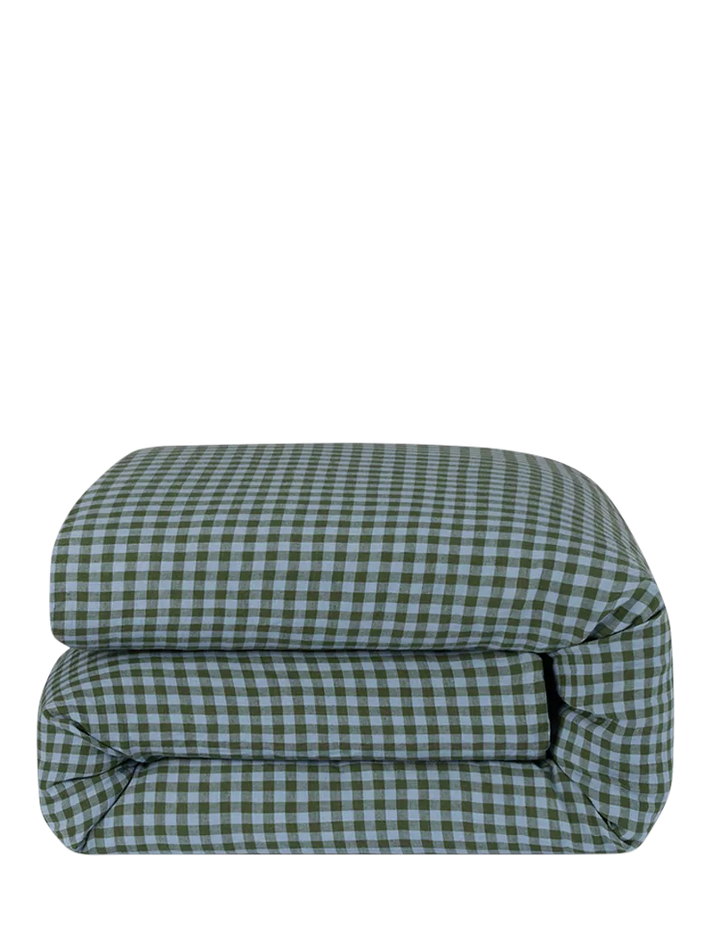 Piglet in Bed gingham linen blend bedding single - British product