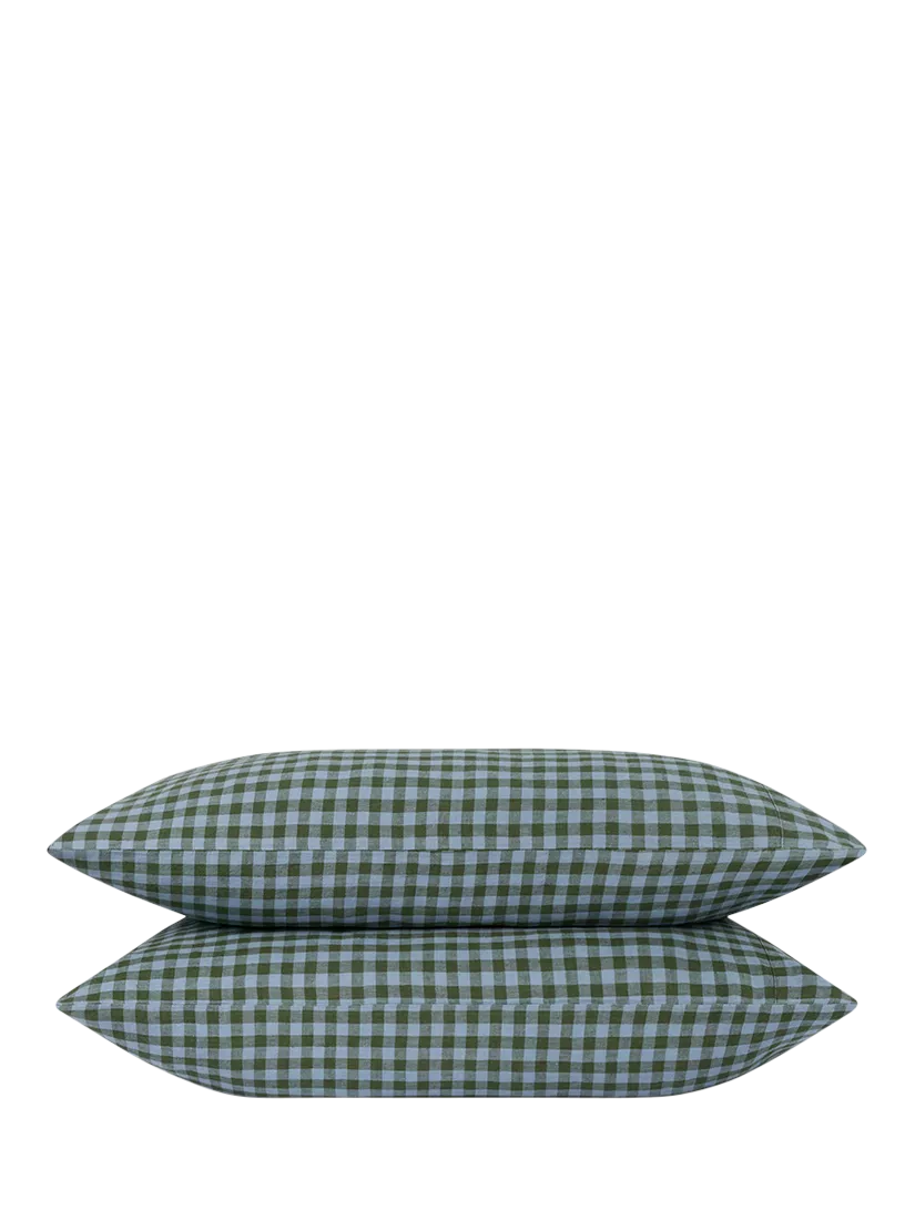 Piglet in Bed gingham linen blend bedding single - British product