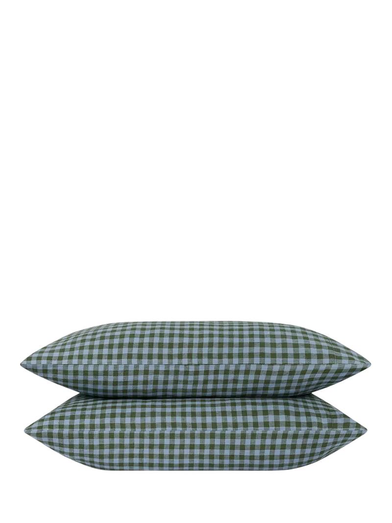 Piglet in Bed gingham linen blend bedding single - British product