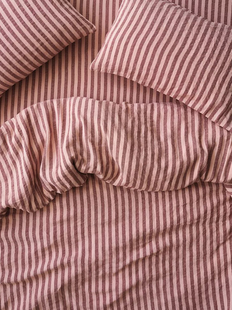 Piglet in Bed Pembroke Stripe Leinen Standard-Kissenbezug-Paar 75x50cm