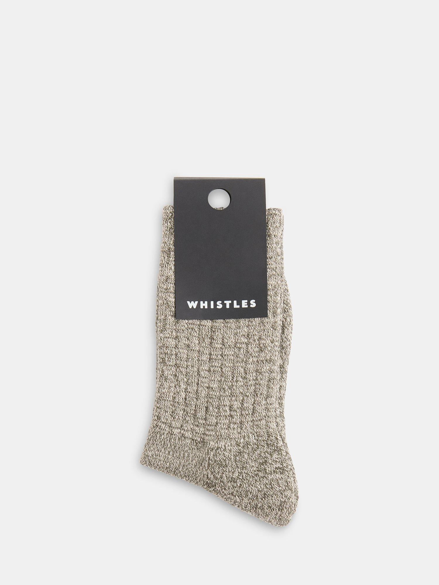 Whistles chunky marl knit crew socks, imported from the UK
