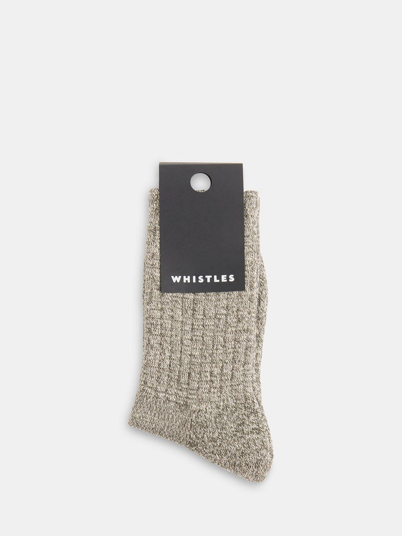 Whistles chunky marl knit crew socks, imported from the UK