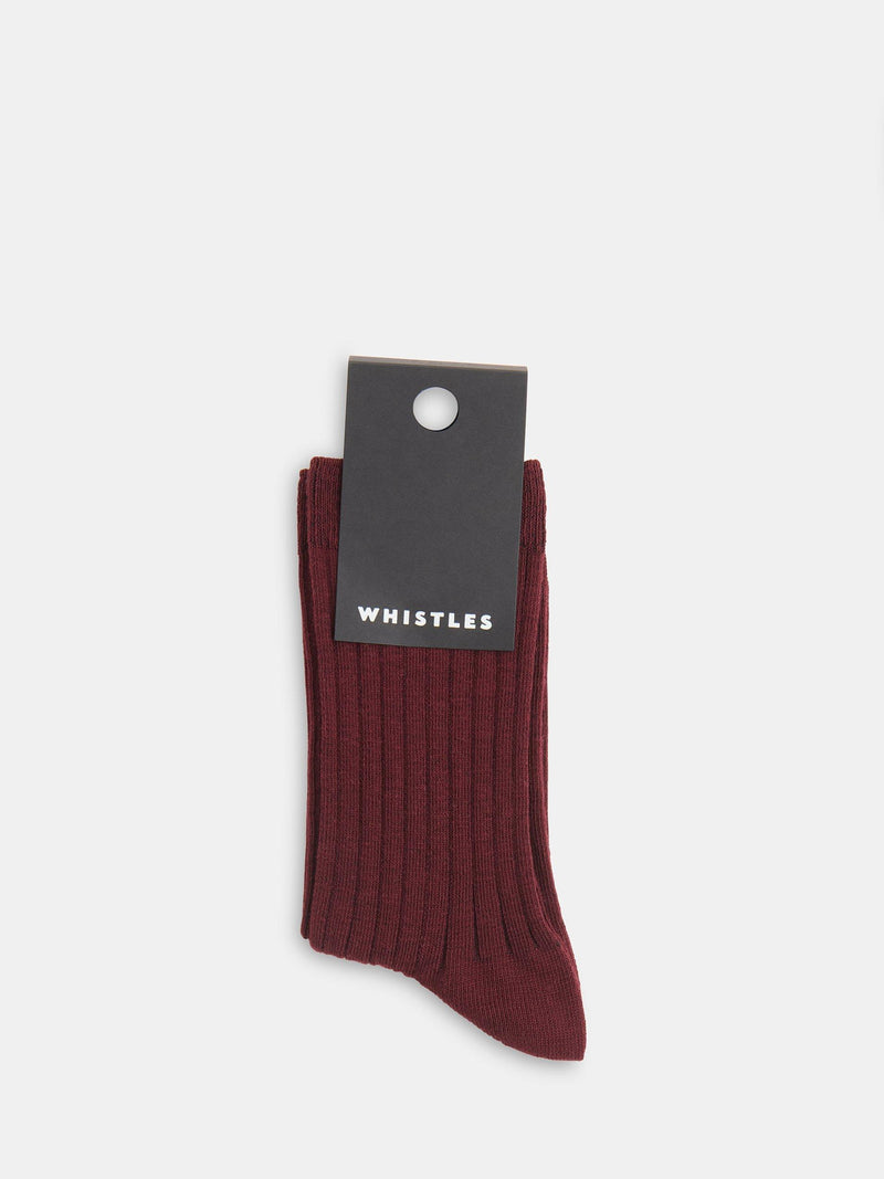 Whistles classic ribbed ankle socks in cotton blend (British brand)
