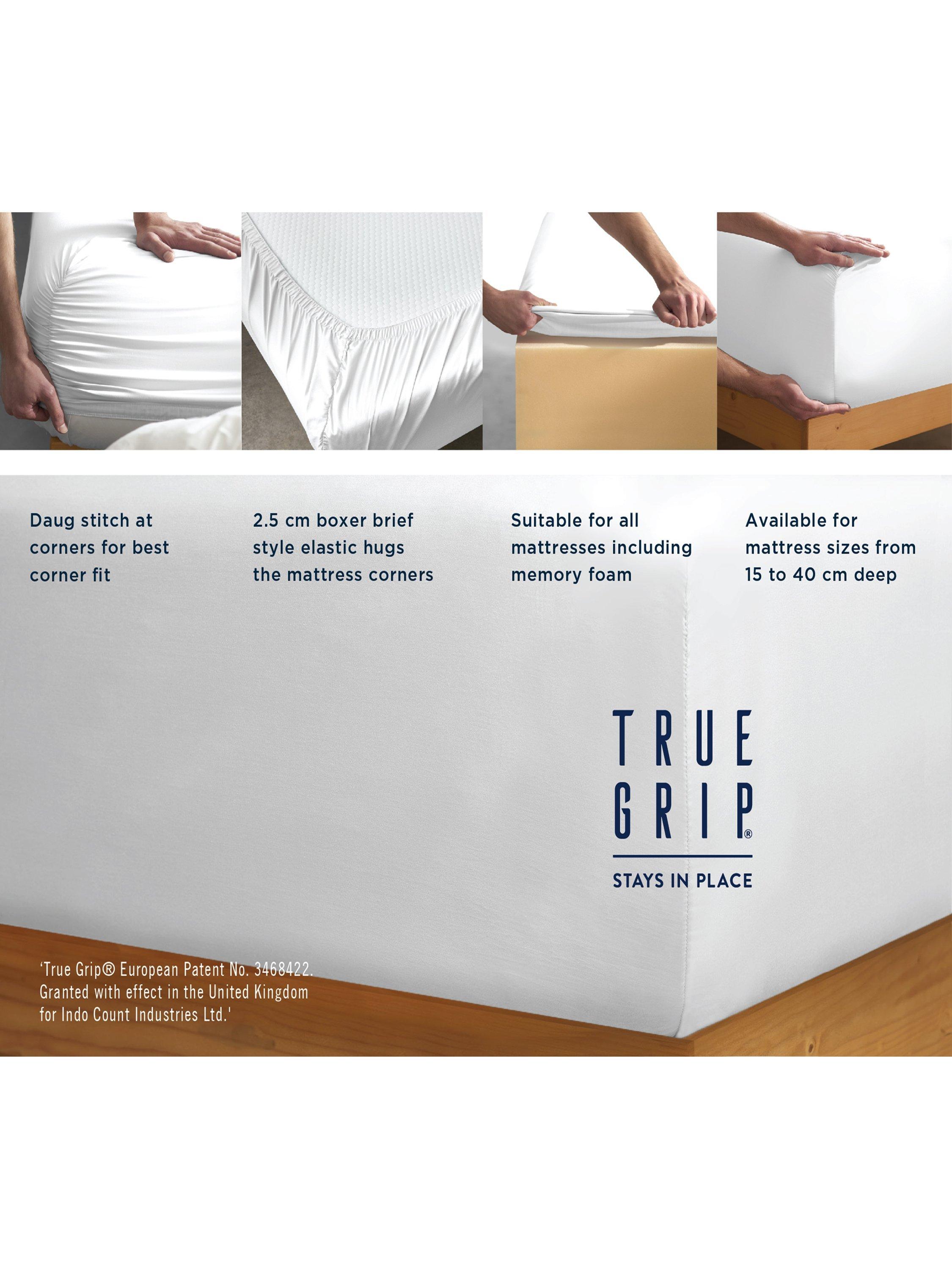 True Grip single fitted sheet white, UK version
