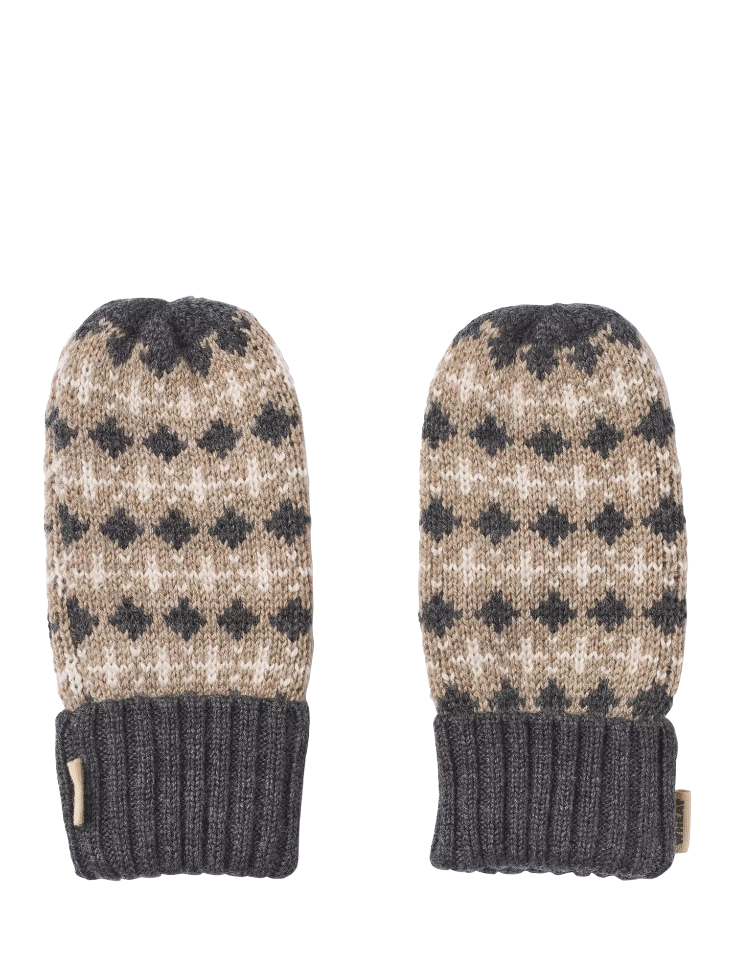 WHEAT kids' merino wool jacquard mittens charcoal, UK version